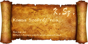 Komsa Szofrónia névjegykártya